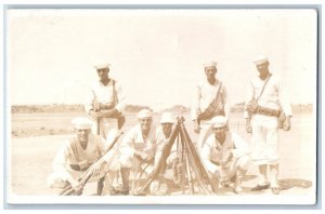 US Navy Sailors Postcard RPPC Photo Scene Field c1910's Unposted Antique