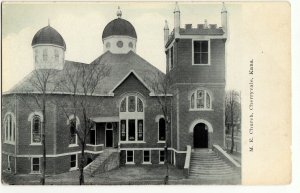 c1910 CHERRYVALE Kansas Kans Ks Postcard ME CHURCH K240