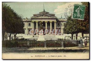 Old Postcard Marseille on courthouse