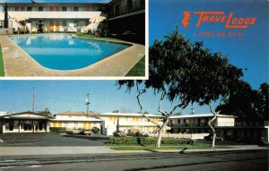 Long Beach, CA California  TRAVELODGE MOTEL~PCH  Pool View  ROADSIDE  Postcard