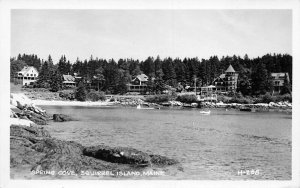 Squirrel Island ME Spring Cove Shoreline Houses, Real Photo Postcard