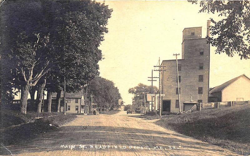 Readfield Depot ME Main Street Post Office Railroad Crossing RPPC Postcard