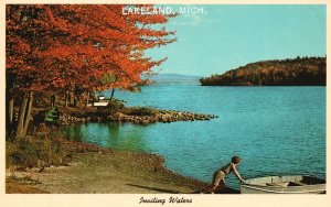 Vintage Postcard Water Resources Inviting Waters In Lakeland Michigan MI