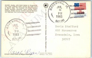 1983 Haverhill, IA Town Post Office Cancel Stamp USPO Postcard Postal Iowa A177