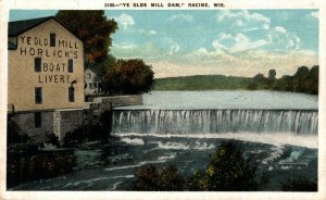 USA Ye Olde Mill Dam Racine Watermill Wisconsin Vintage Postcard 08.65