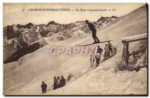 Old Postcard of Sports & # 39hiver Luchon Superbagneres Ski An impressive jump