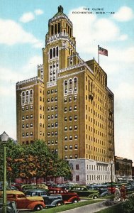 Vintage Postcard 1930's The Clinic Building Rochester Minnesota MN U.S. Flag