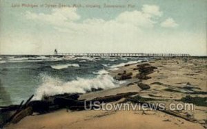 Government Pier, Sylvan Beach in Lake Michigan, Michigan