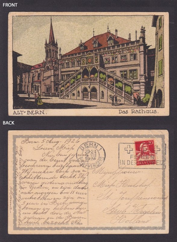 SWITZERLAND, Vintge postcard, Bern, The town hall