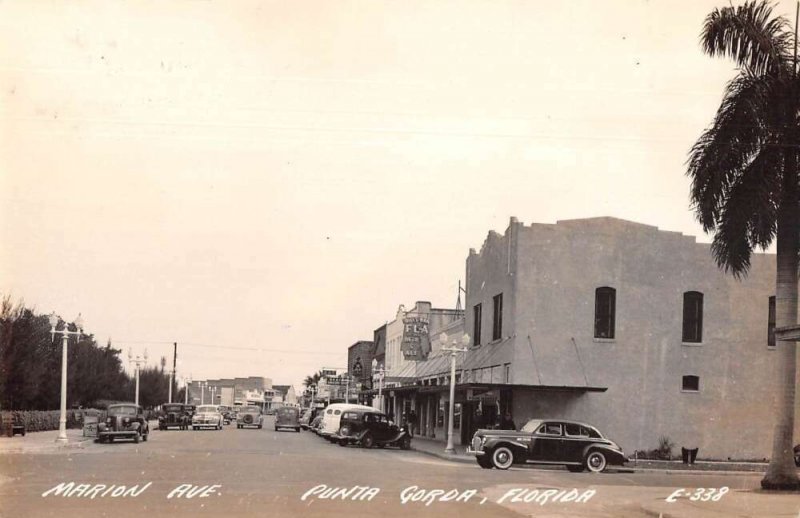 Punta Gorda Florida Marion Avenue Real Photo Vintage Postcard AA23458