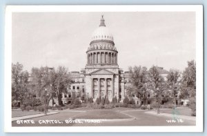 Boise Idaho ID Postcard RPPC Photo State Capitol Building Front View c1940's