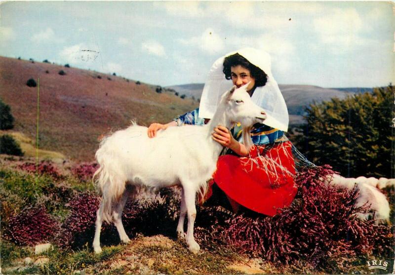 France Limousin les monedieres folk type woman & goat postcard