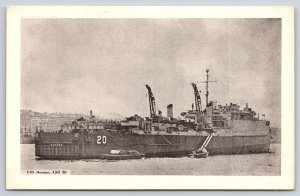 Military Ship~USS Donner LSD-20 Dock Landing Vessel~Boats~WWII~1940s Postcard