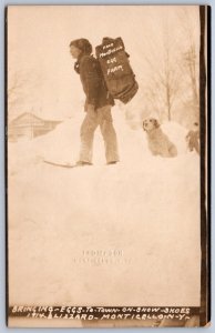 K25/ Monticello New York RPPC Postcard c1910 Blizzard Egg Farm Delivery 476