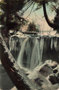 NEW CASTLE PA~CASCADE FALLS IN WINTER TIME~POSTCARD