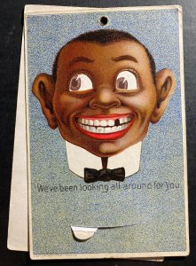 1908 Newpoint USA Mechanical Postcard Cover Black Americana Looking All Around