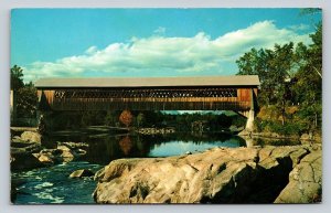 Old Lattice Covered Bridge WOODSTOCK New Hampshire Vintage Postcard A111