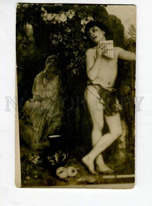 262079 NUDE Boy Song of Shepherd by BOCKLIN Vintage PC