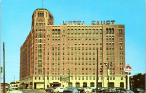 Postcard IL Rockford -  Hotel Faust - Standard oil sign