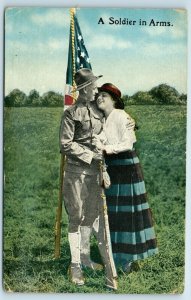 Postcard WW1 Military Romance A Soldier in Arms 1918 J82