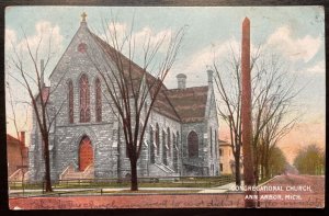 Vintage Postcard 1910 Congregational Church, Ann Arbor, Michigan (MI)