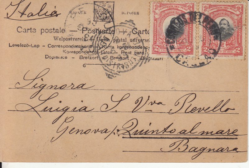 Peru - TWO MEN IN A BOAT 1895 Photo