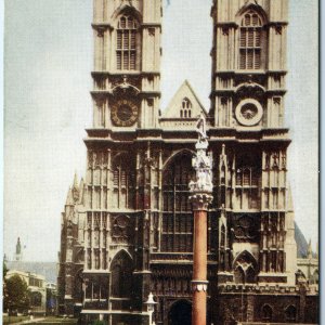 c1920s London, England Westminster Abbey Gothic Towers Clocks Column Cars A360