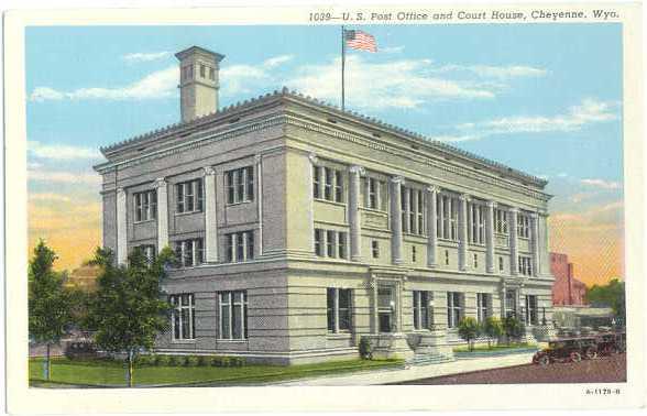 Linen of Post Office and Court House Cheyenne Wyoming WY