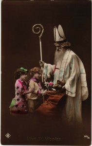 PC CPA SAINT NICHOLAS, WHITE CLOAK, VIVE ST. NICOLAS,Vintage Postcard (b17316)