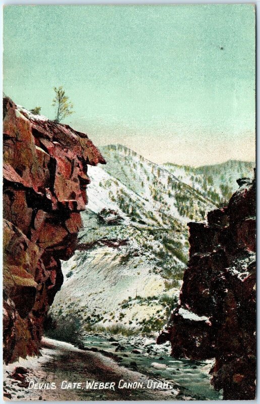 c1910s Weber Canyon, UT Devil's Gate Mountain Rock Road PNC Postcard Canon A116