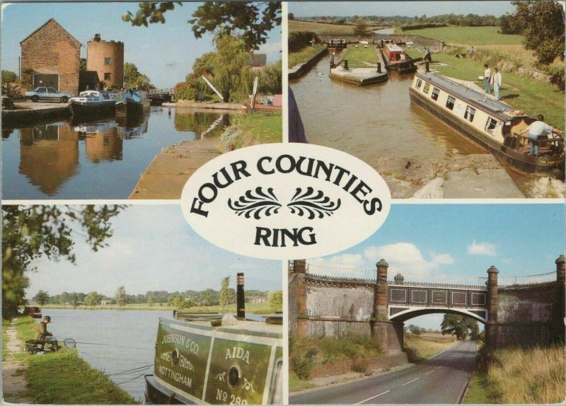 Canals Postcard - Canal Boats - Four Counties Ring    RR10527 