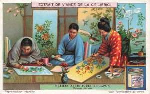 Advertising Trade Card, Compagnie Liebig, Japan, Painters Painting Flowers