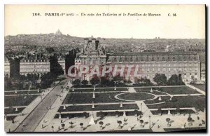 Old Postcard Paris I a corner of the Tuileries and the Pavilion Marson