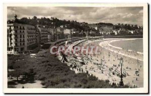 Postcard Old San Sebastian paseoy Playa de la Concha Promenade and Beach of L...