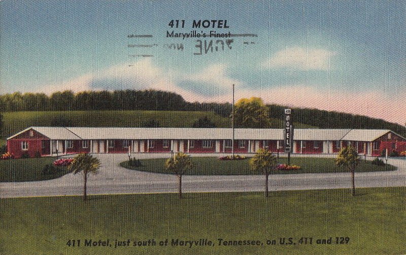 Postcard 411 Motel South Maryville TN 1958