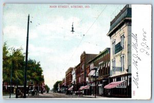 Kokomo Indiana IN Postcard Main Street Business Section Scene View 1907 Antique