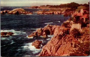 Vtg California CA Point Lobos State Park Coastline Union Oil 76 Gas Postcard