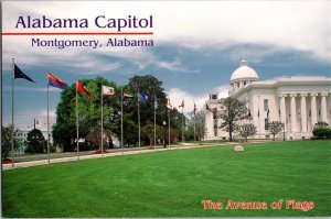 Continental Postcard State Capitol Montgomery, Alabama Avenue of Flags CF3