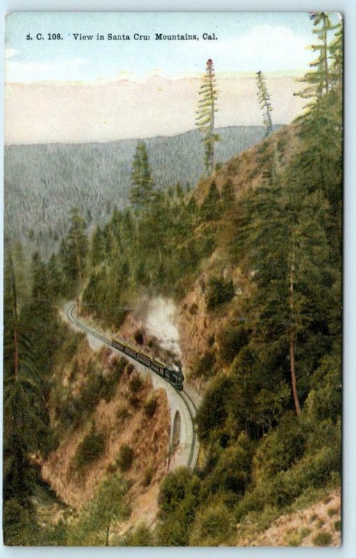 SANTA CRUZ MOUNTAINS, California CA ~ Railroad TRAIN ca 1910s  Postcard