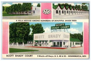 1958 Scott Shady Court Multiview Winnemucca Nevada NV Vintage Antique Postcard