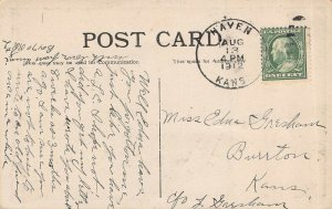 CONGRATULATIONS-YOUNG WEDDING COUPLE~1912 POSTMARK HAVEN KANSAS POSTCARD