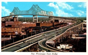 USA New Mississippi River Bridge Louisiana Chrome Postcard 09.82
