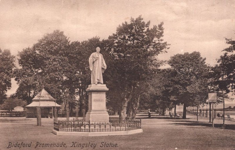 Bideford Devon Promenade Kingsley Statue Old WW1 Postcard
