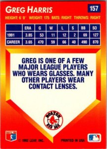 1992 Donruss Baseball Card Greg Harris Boston Red Sox