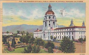 California Pasadena The Pasadena City Hall Public Library In Distance 1949