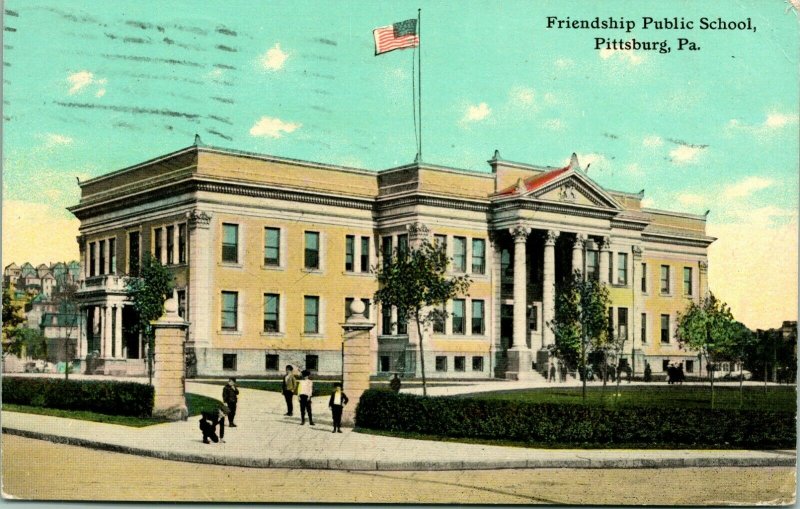 Vtg Postcard 1911 Friendship Public School Pittsburg PA