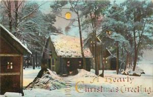 HOLD TO LIGHT-CHRISTMAS-RURAL SCENE-MAILED 1908-R35287
