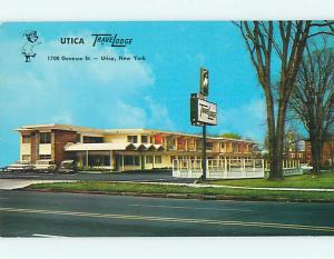 Unused Pre-1980 OLD CARS & TRAVELODGE MOTEL Utica New York NY s7108@