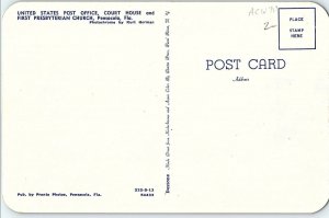 Vintage United States Post Office, Pensacola, Florida Postcard P132 