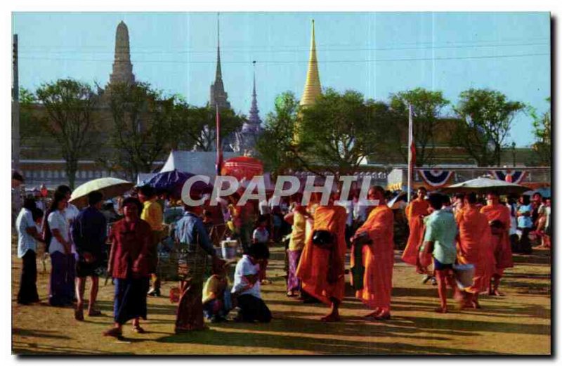 Postcard Old New Year's festival in Royal Snam Luang ground to give food to m...